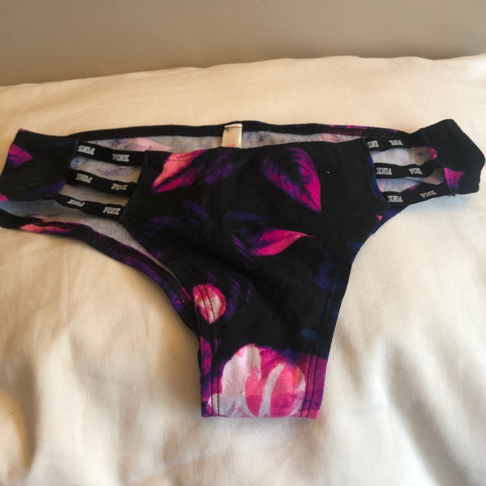 PINKVictoria's Secret Black & Color Flowers Pantie